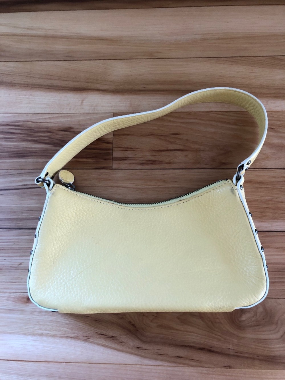 Studded Leather Shoulder Purse Soft Yellow by Cole Haan